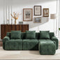 4-Seater L-Shaped Modular Corner Sofa with Ottoman – Green