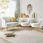 3-Piece Velvet Sofa & Accent Chair Set – Cream 2-Seater Loveseat with 2 Upholstered Armchairs, Gold Legs, Ivory