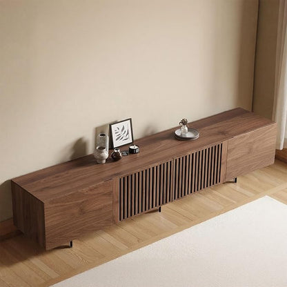 180cm Walnut TV Stand with Fluted Doors – Mid-Century Modern Media Console & Storage Unit for Up to 80-Inch TVs
