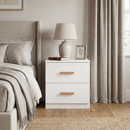 3-Piece White Bedroom Furniture Set – Double Door Wardrobe, 5-Drawer Chest of Drawers & 2-Drawer Bedside Cabinet