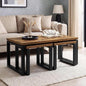 3-Piece Industrial Nesting Coffee Table Set – Rustic Oak Living Room Tables with Heavy-Duty Metal Frame and Space-Saving Design