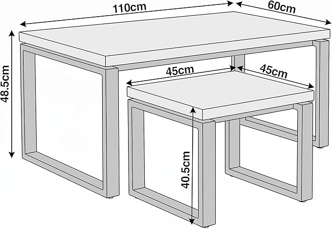 3-Piece Industrial Nesting Coffee Table Set – Rustic Oak Living Room Tables with Heavy-Duty Metal Frame and Space-Saving Design